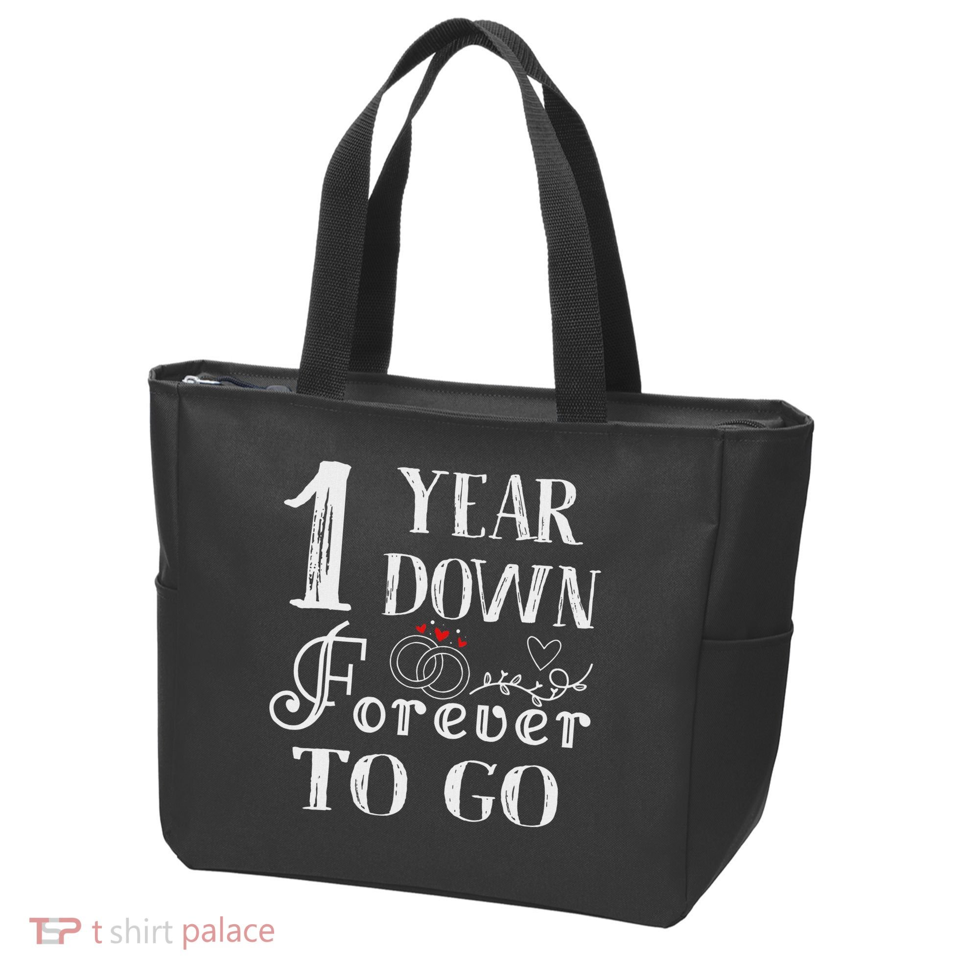 1 Year Down Forever To Go Couple 1st Wedding Anniversary Tote Bag
