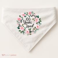 100 Years Loved Men Women 100 Years Old Cool 100th Birthday Gift USA-Made Doggie Bandana thumb 0