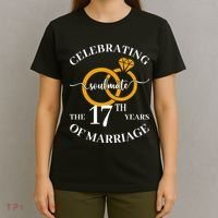 17 Years Of Married Since 2006 Couple Wedding Anniversary T-Shirt thumb 4
