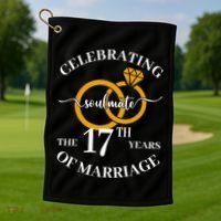 17 Years Of Married Since 2006 Couple Wedding Anniversary Golf Towel thumb 1