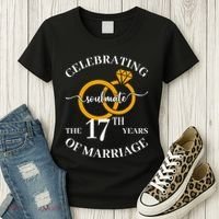 17 Years Of Married Since 2006 Couple Wedding Anniversary Women's T-Shirt thumb 3