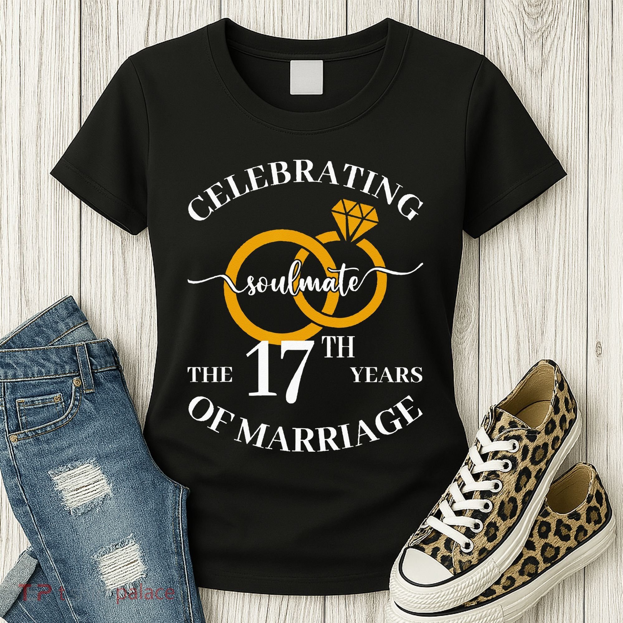 17 Years Of Married Since 2006 Couple Wedding Anniversary Women's T-Shirt