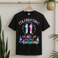 11 Years of Being Awesome 11 Years Old 11th Birthday Tie Dye T-Shirt thumb 2