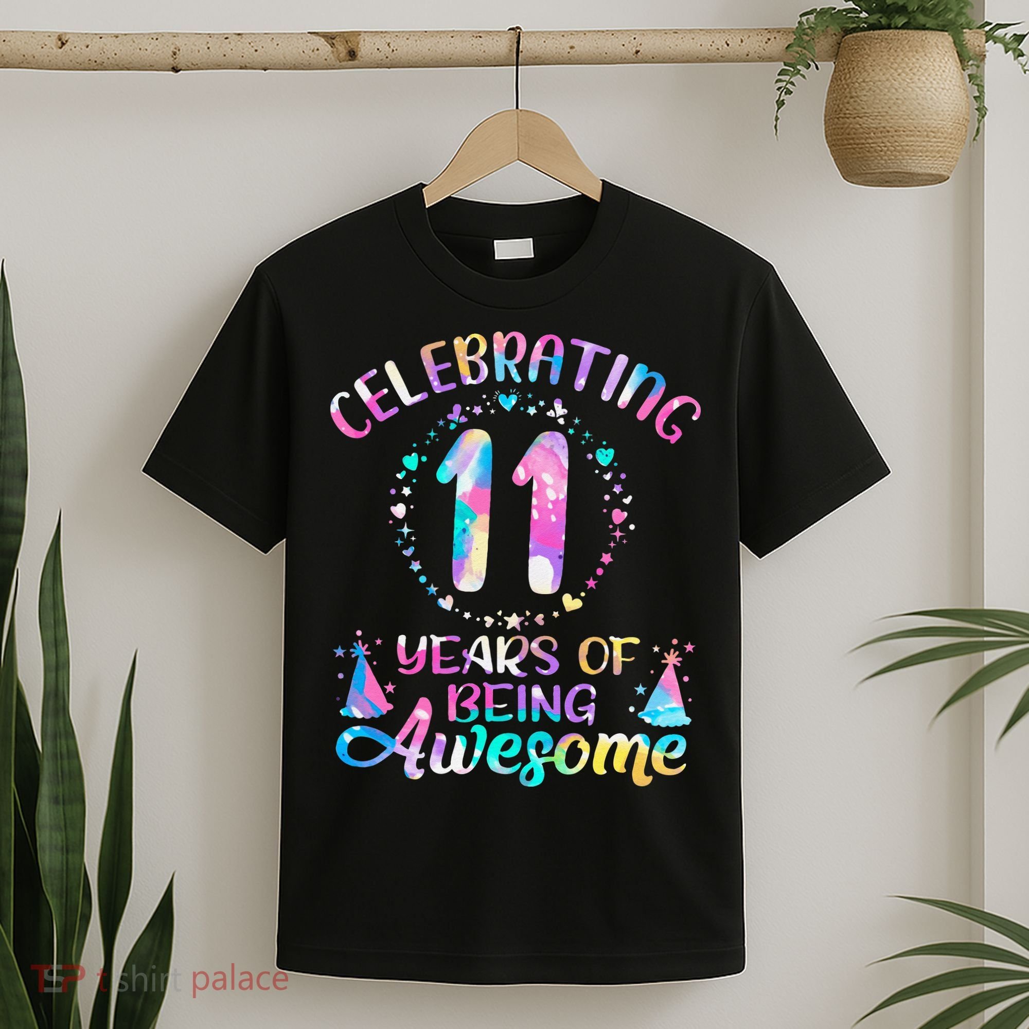 11 Years of Being Awesome 11 Years Old 11th Birthday Tie Dye T-Shirt