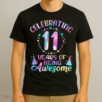 11 Years of Being Awesome 11 Years Old 11th Birthday Tie Dye T-Shirt thumb 3