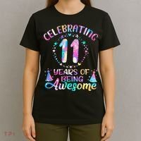 11 Years of Being Awesome 11 Years Old 11th Birthday Tie Dye T-Shirt thumb 4