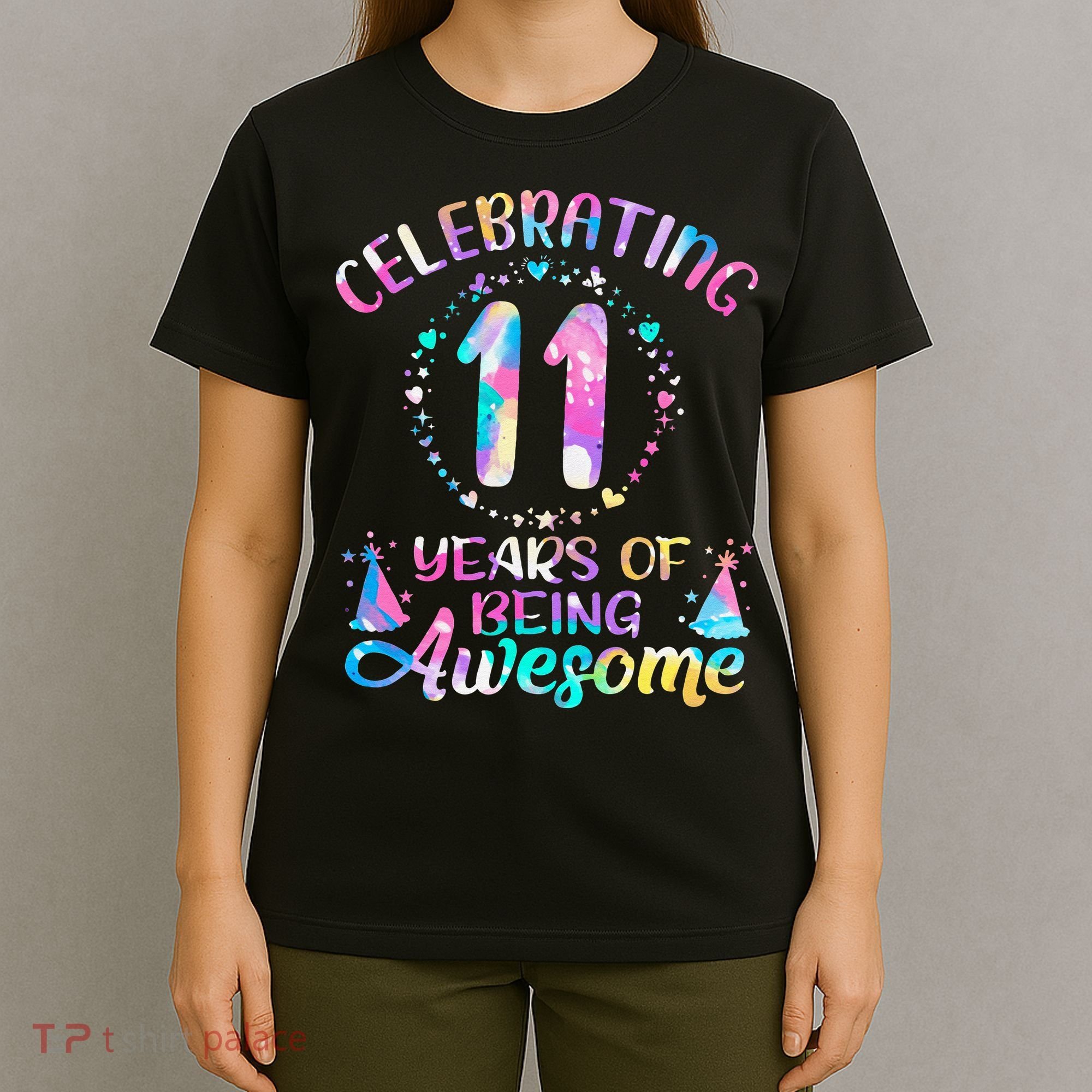 11 Years of Being Awesome 11 Years Old 11th Birthday Tie Dye T-Shirt