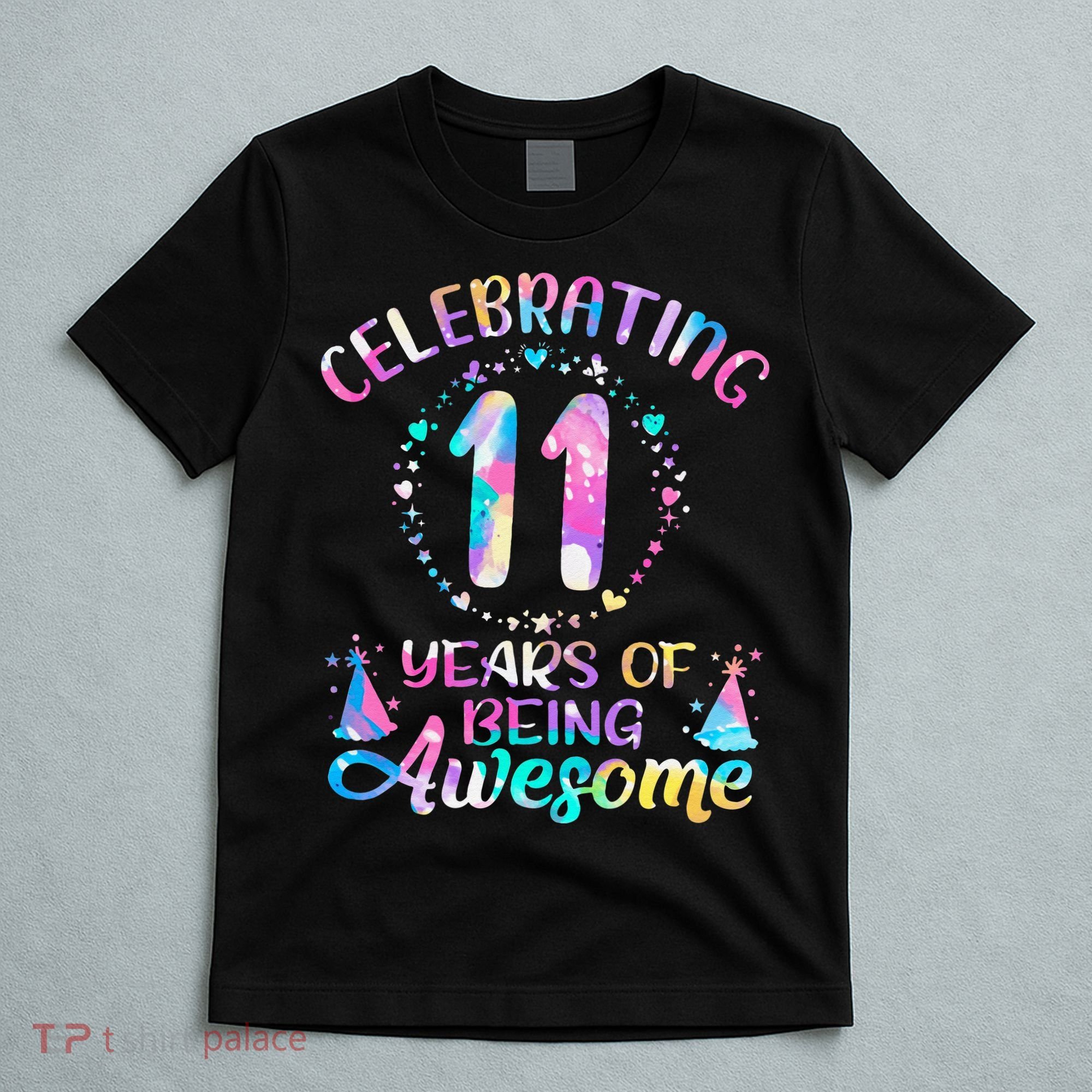 11 Years of Being Awesome 11 Years Old 11th Birthday Tie Dye T-Shirt