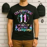 11 Years of Being Awesome 11 Years Old 11th Birthday Tie Dye T-Shirt thumb 6