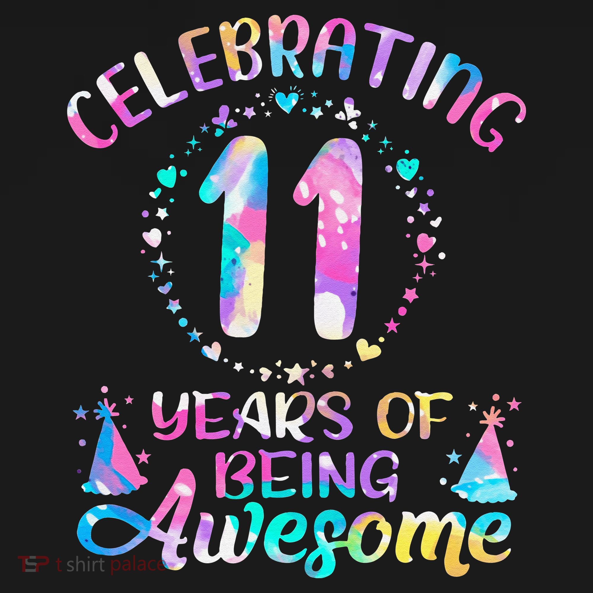 11 Years of Being Awesome 11 Years Old 11th Birthday Tie Dye T-Shirt