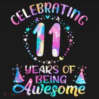 11 Years of Being Awesome 11 Years Old 11th Birthday Tie Dye Women's Hoodie thumb 2