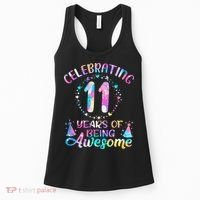 11 Years of Being Awesome 11 Years Old 11th Birthday Tie Dye Women's Tank Top thumb 0