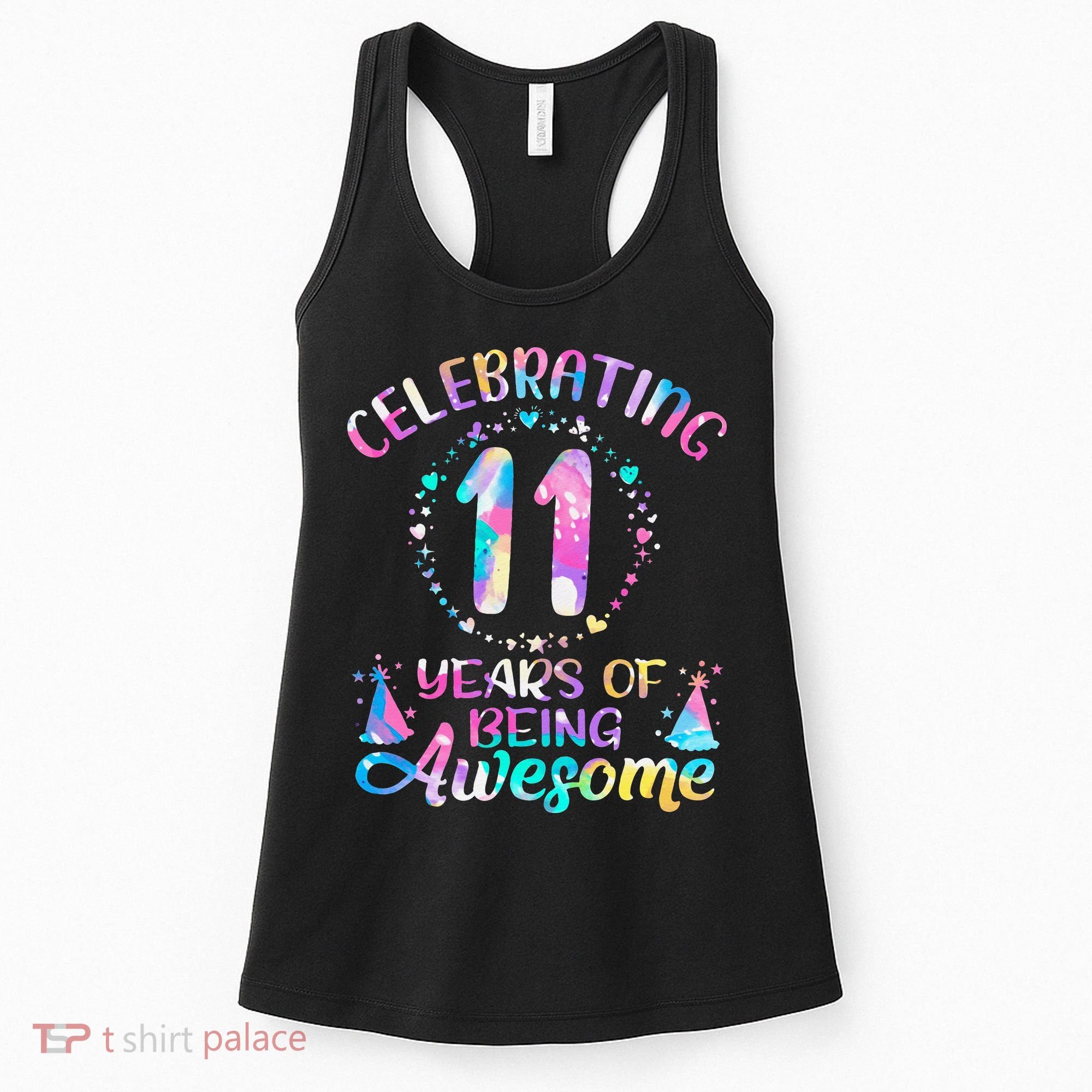 11 Years of Being Awesome 11 Years Old 11th Birthday Tie Dye Women's Tank Top