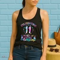 11 Years of Being Awesome 11 Years Old 11th Birthday Tie Dye Women's Tank Top thumb 2