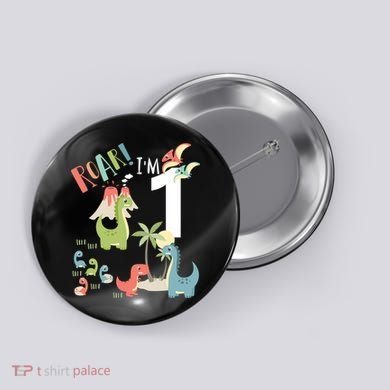 1 Year Old Roar Im 1 1st Birthday Boy T Rex Dinosaur Button