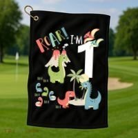 1 Year Old Roar Im 1 1st Birthday Boy T Rex Dinosaur Golf Towel thumb 1