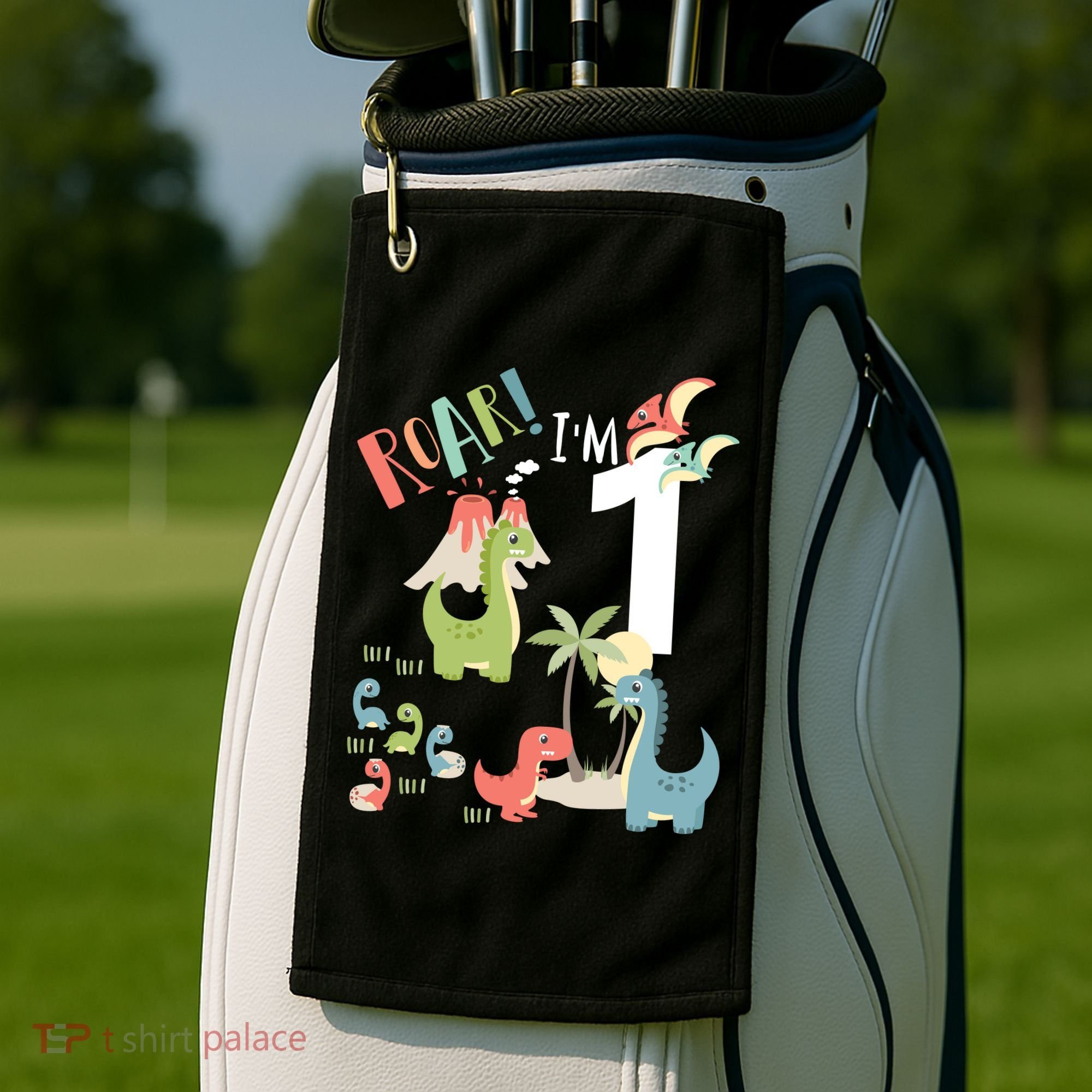 1 Year Old Roar Im 1 1st Birthday Boy T Rex Dinosaur Golf Towel