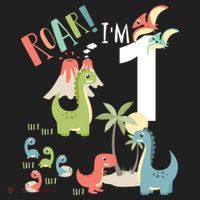1 Year Old Roar Im 1 1st Birthday Boy T Rex Dinosaur Golf Towel thumb 3