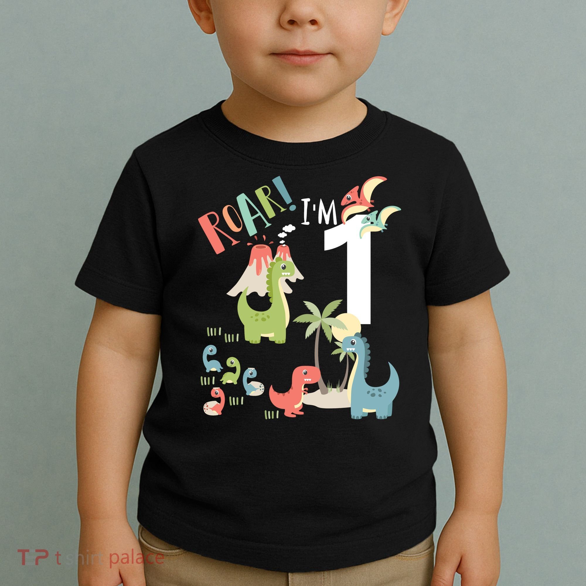 1 Year Old Roar Im 1 1st Birthday Boy T Rex Dinosaur Toddler T-Shirt