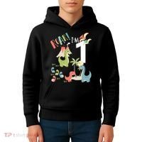 1 Year Old Roar Im 1 1st Birthday Boy T Rex Dinosaur Kids Hoodie thumb 4