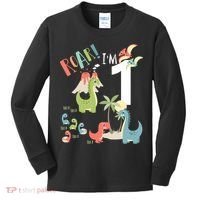 1 Year Old Roar Im 1 1st Birthday Boy T Rex Dinosaur Kids Long Sleeve Shirt thumb 0