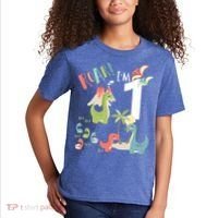 1 Year Old Roar Im 1 1st Birthday Boy T Rex Dinosaur Kids T-Shirt thumb 2