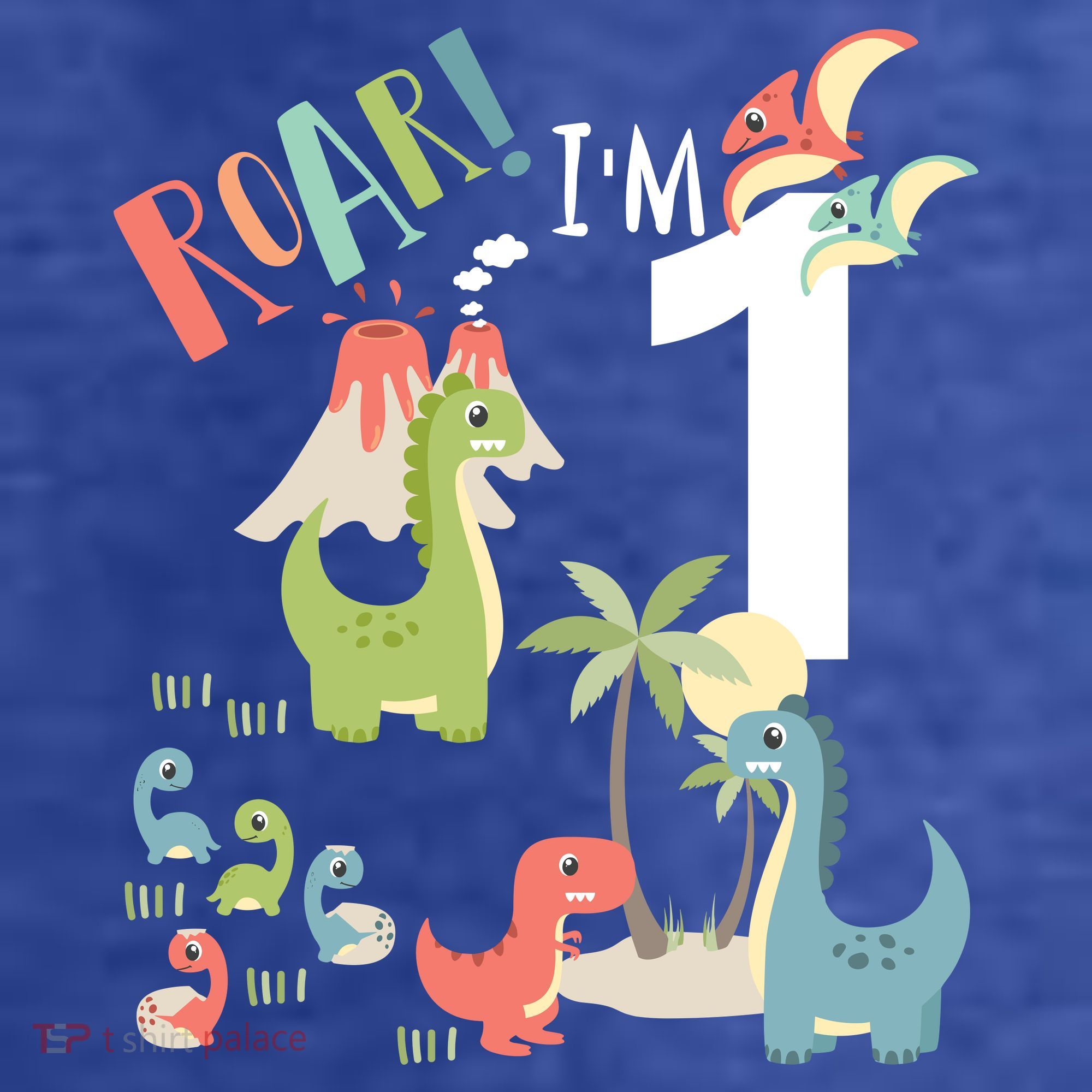 1 Year Old Roar Im 1 1st Birthday Boy T Rex Dinosaur Kids T-Shirt