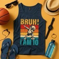 10 Year Old Birthday Dabbing Boy Bruh ItS My 10th Birthday Tank Top thumb 4