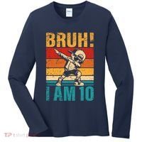 10 Year Old Birthday Dabbing Boy Bruh ItS My 10th Birthday Women's Long Sleeve Shirt thumb 0