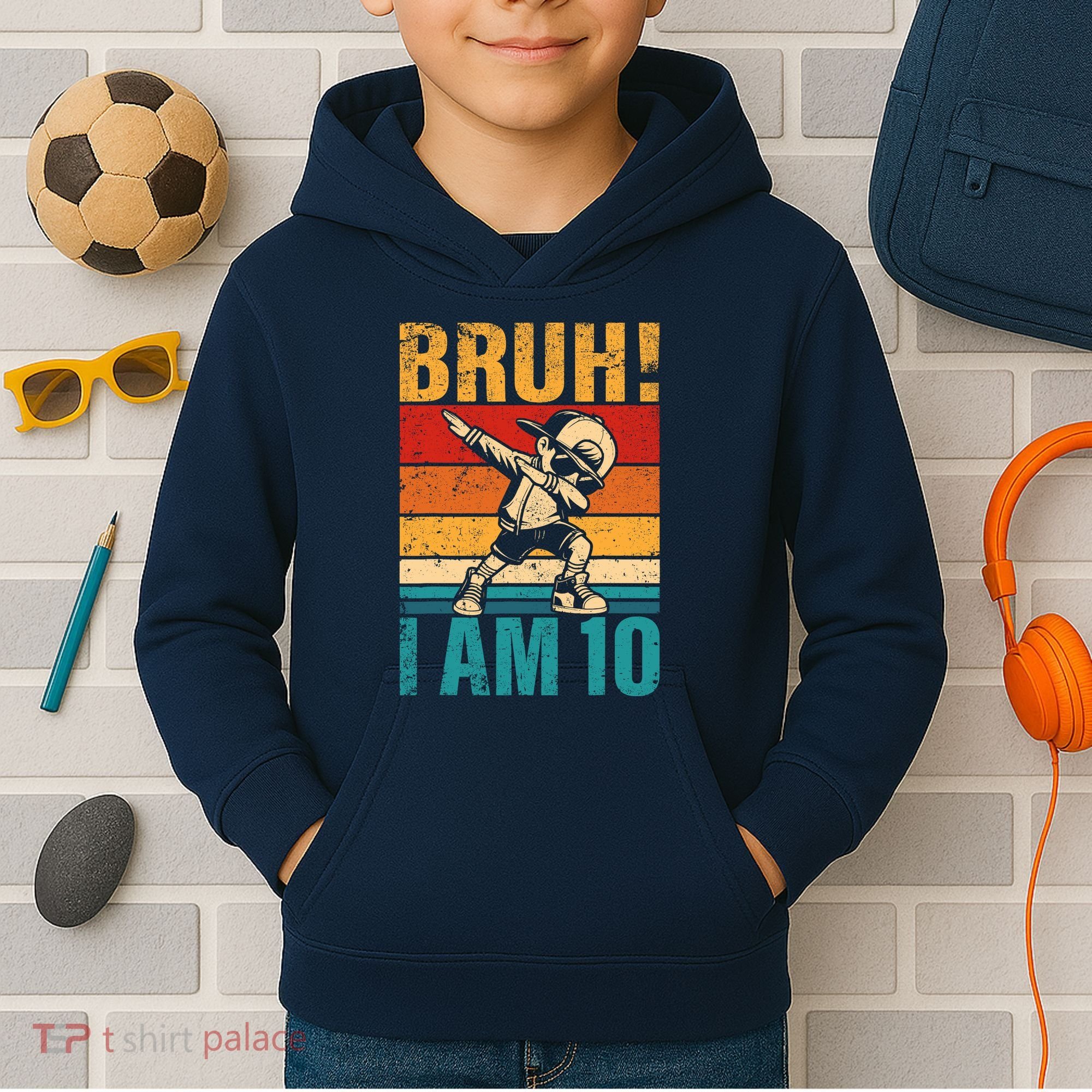 10 Year Old Birthday Dabbing Boy Bruh ItS My 10th Birthday Kids Hoodie