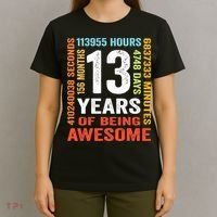 13 Years Old 13th Birthday Gift Vintage 156 Month Boy Girl T-Shirt thumb 4