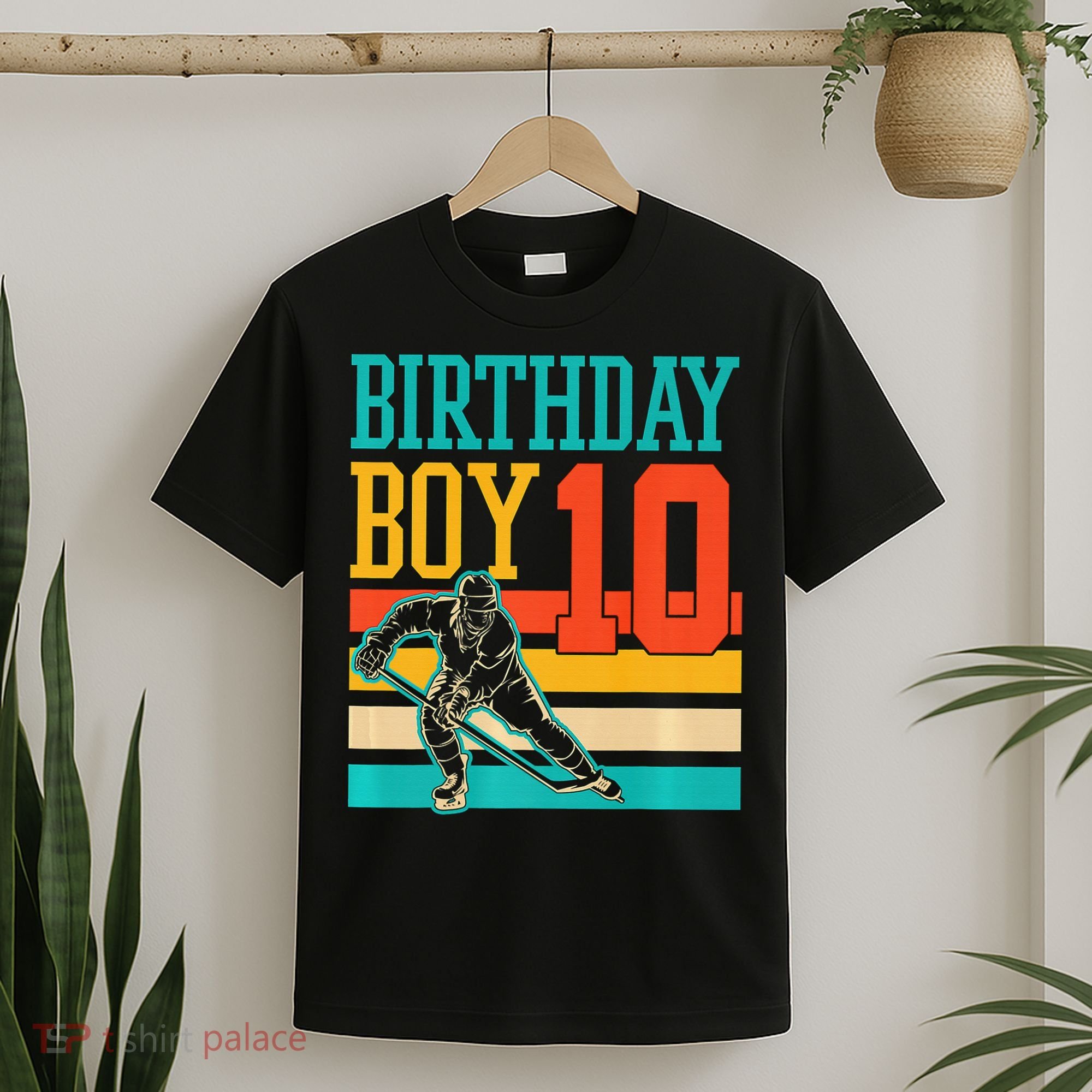 10 Year Old Ice Hockey Themed Birthday Party 10th  Gift T-Shirt