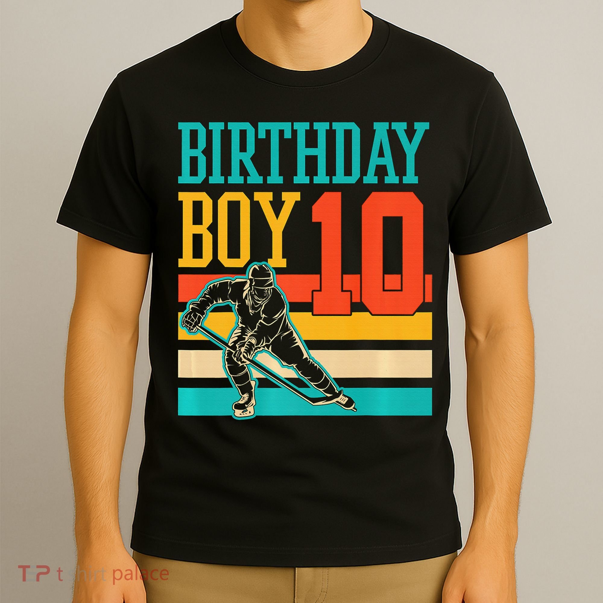 10 Year Old Ice Hockey Themed Birthday Party 10th  Gift T-Shirt
