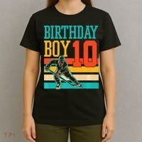10 Year Old Ice Hockey Themed Birthday Party 10th  Gift T-Shirt thumb 4