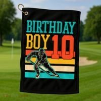 10 Year Old Ice Hockey Themed Birthday Party 10th  Gift Golf Towel thumb 1