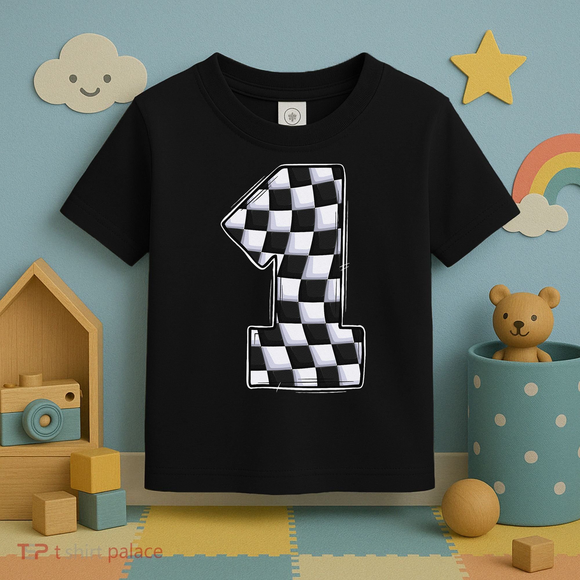 1 Year Old Pit Crew One Car Racing 1st Birthday Race Car Toddler T-Shirt