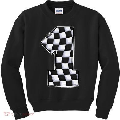 1 Year Old Pit Crew One Car Racing 1st Birthday Race Car Kids Sweatshirt