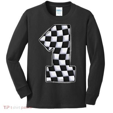 1 Year Old Pit Crew One Car Racing 1st Birthday Race Car Kids Long Sleeve Shirt