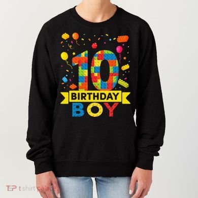 10 Year Old Building Blocks 10th Birthday Boy Women's Sweatshirt