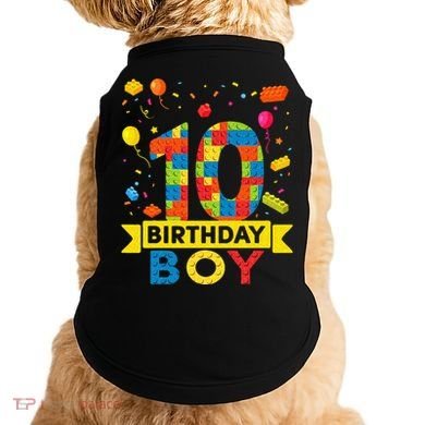 10 Year Old Building Blocks 10th Birthday Boy Doggie Tank