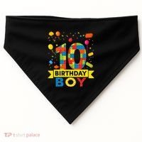 10 Year Old Building Blocks 10th Birthday Boy USA-Made Doggie Bandana thumb 0