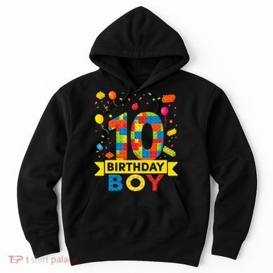 10 Year Old Building Blocks 10th Birthday Boy Hoodie