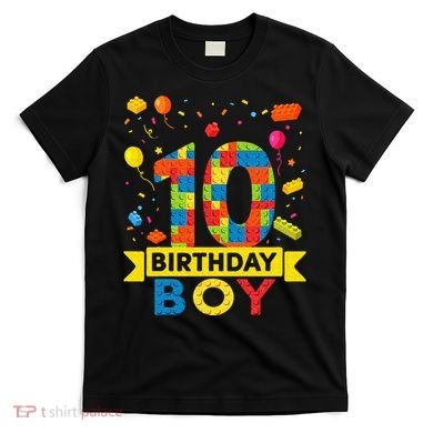10 Year Old Building Blocks 10th Birthday Boy T-Shirt