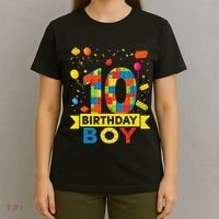10 Year Old Building Blocks 10th Birthday Boy T-Shirt thumb 4