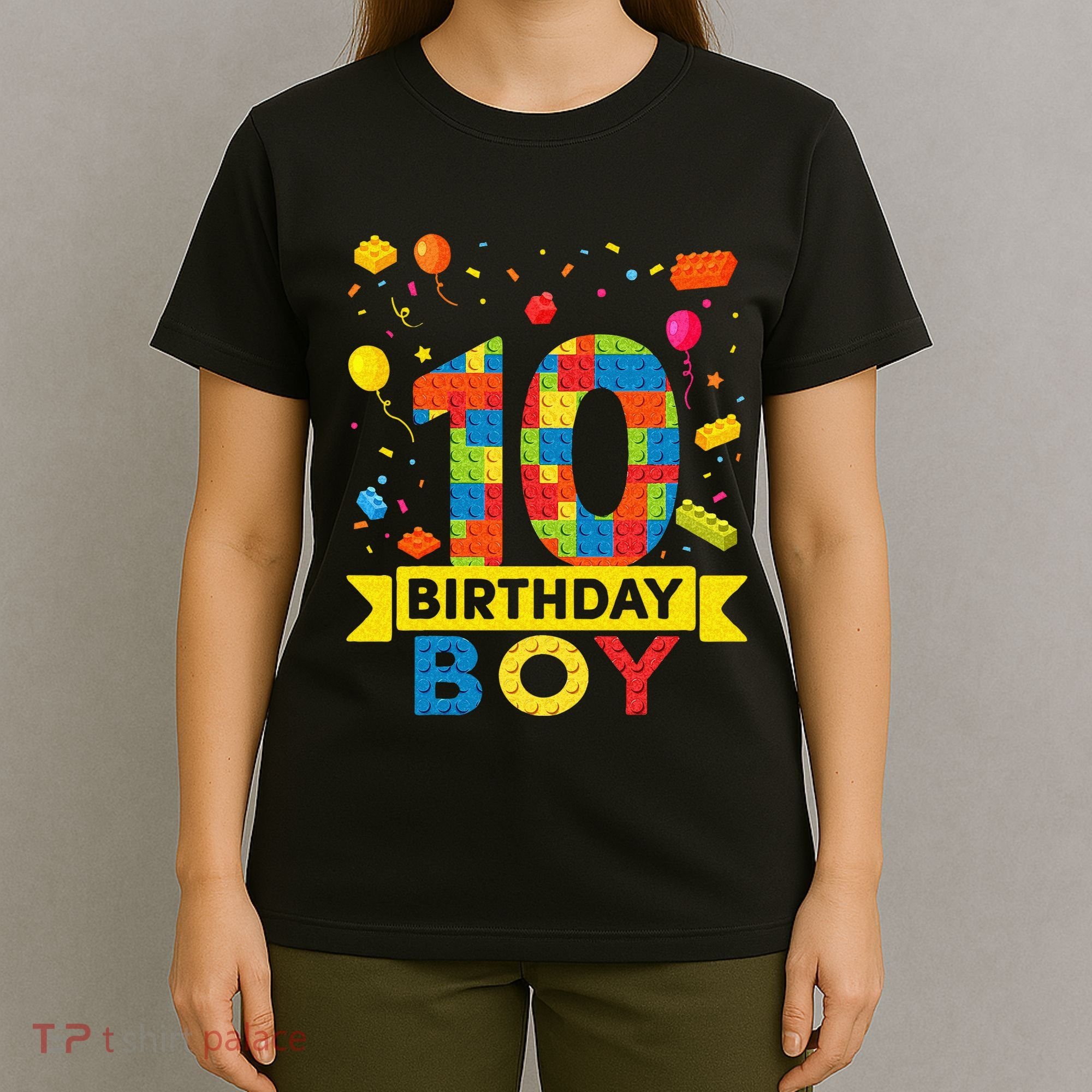 10 Year Old Building Blocks 10th Birthday Boy T-Shirt