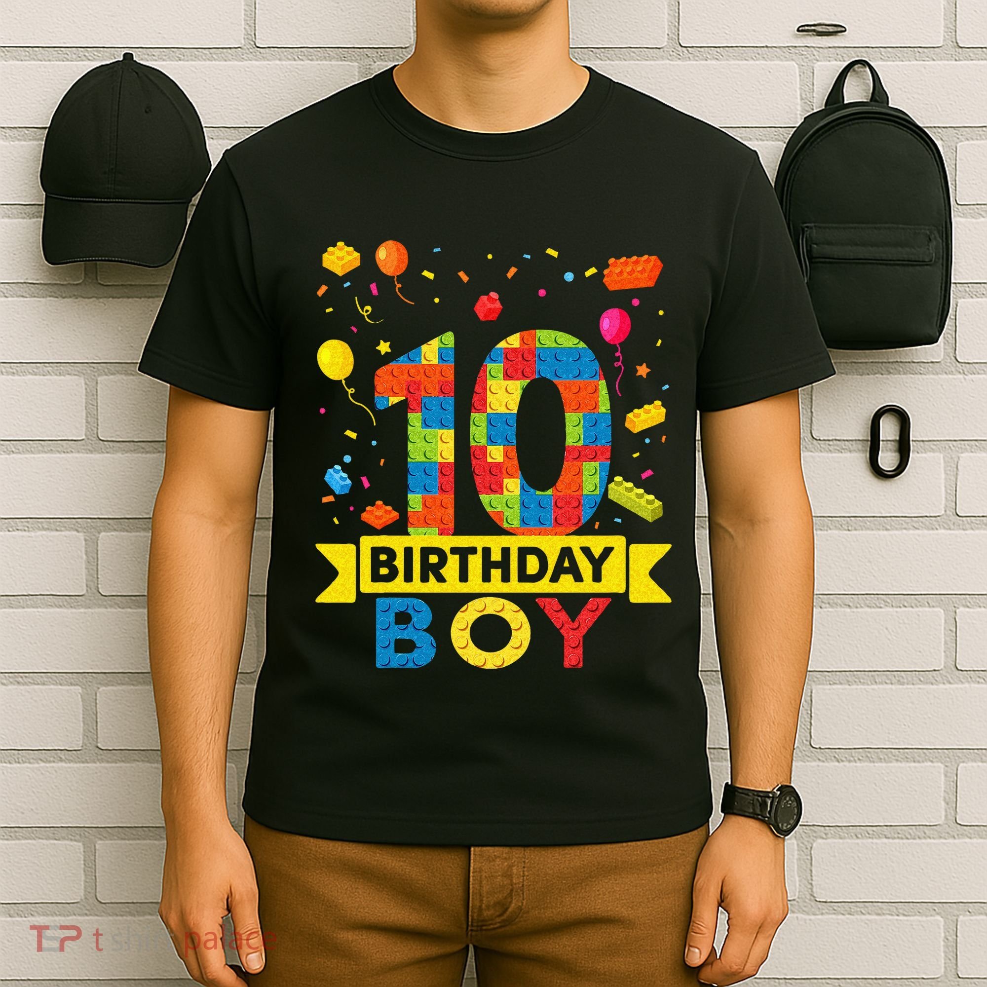 10 Year Old Building Blocks 10th Birthday Boy T-Shirt