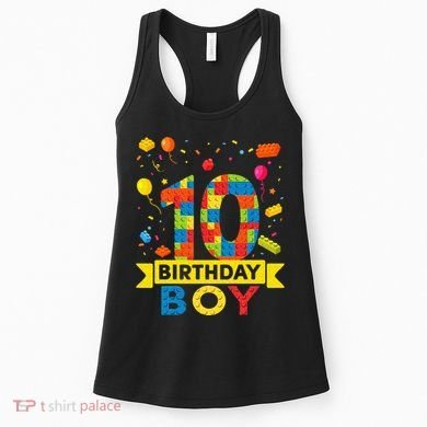 10 Year Old Building Blocks 10th Birthday Boy Women's Tank Top