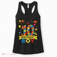 10 Year Old Building Blocks 10th Birthday Boy Women's Tank Top thumb 0