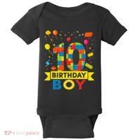 10 Year Old Building Blocks 10th Birthday Boy Baby Bodysuit thumb 0