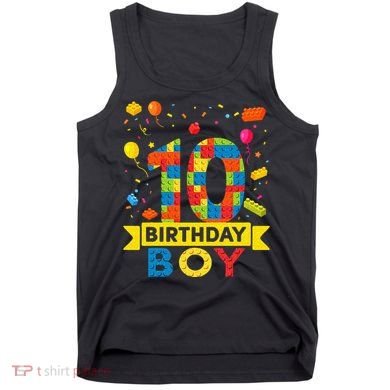 10 Year Old Building Blocks 10th Birthday Boy Tank Top